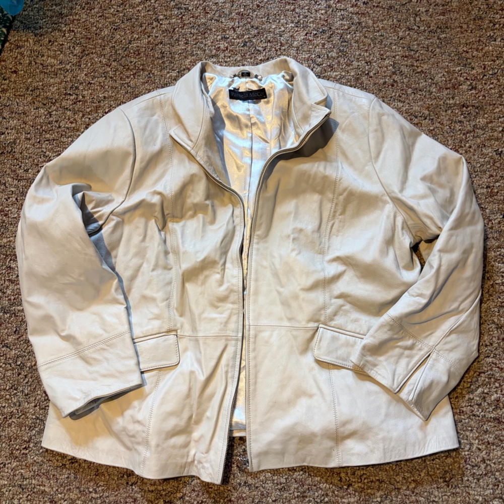 Womens Cream Leather Jacket